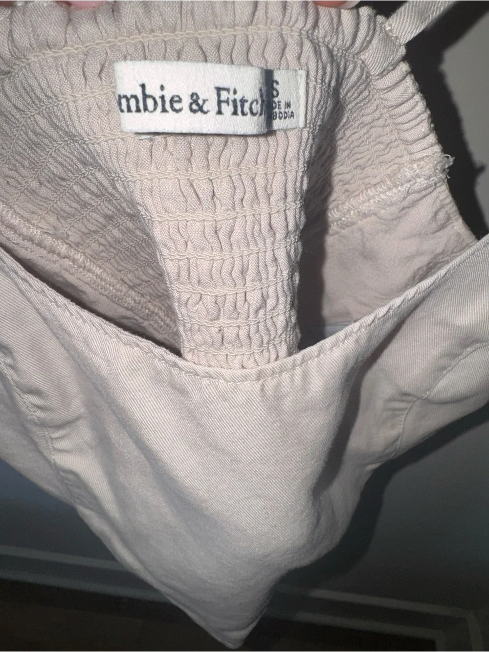Abercrombie & Fitch light beige ruched tank top